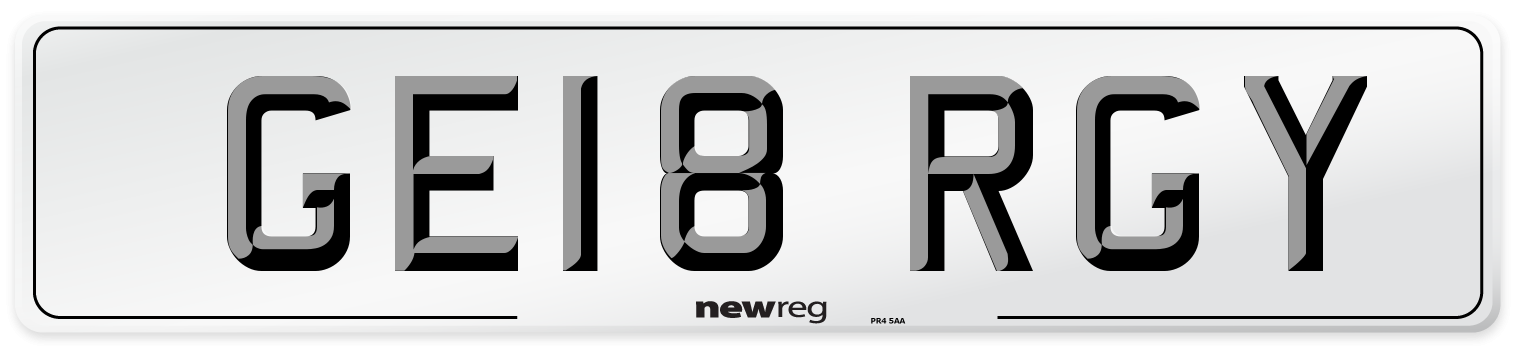GE18 RGY Number Plate from New Reg